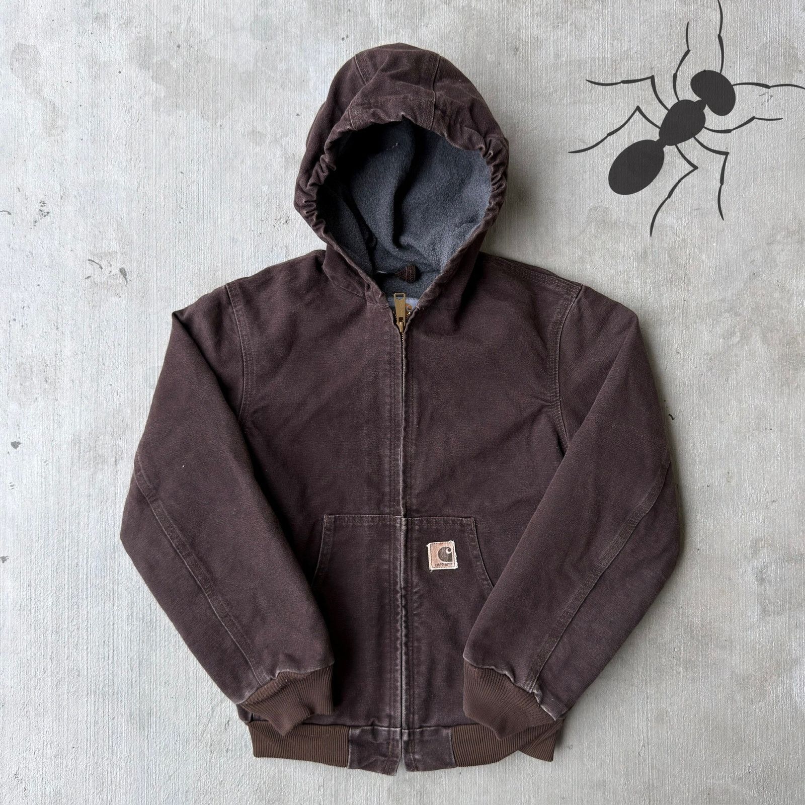 Carhartt × Vintage Carhartt YOUTH J159 DKB brown hooded work wear jacket Size US XS / EU 42 / 0 - 1 Thumbnail