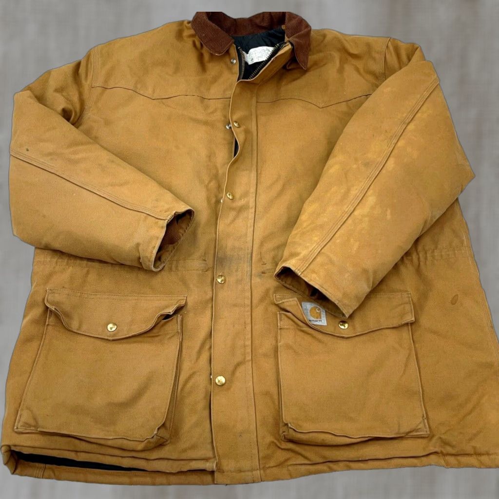 Carhartt VINTAGE Carhartt Jacket Men 2XL Brown Barn Chore Field Coat Distressed USA 80s Size US XXL / EU 58 / 5 - 1 Thumbnail