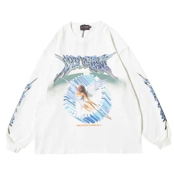 Japanese Brand × Vintage Fly Angel Oversized Printed Vintage T-Shirt Long Sleeve Size US M / EU 48-50 / 2 - 4 Thumbnail