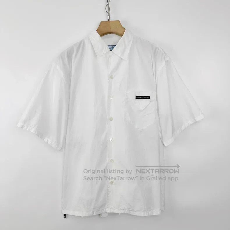 Prada Prada White pocket triangle logo letter logo short sleeves Size US XL / EU 56 / 4 - 1 Thumbnail