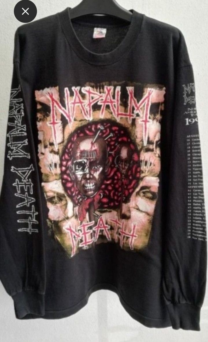 Fruit Of The Loom Napalm death Tour 1994 long sleeve shirt Size US XL / EU 56 / 4 - 1 Thumbnail