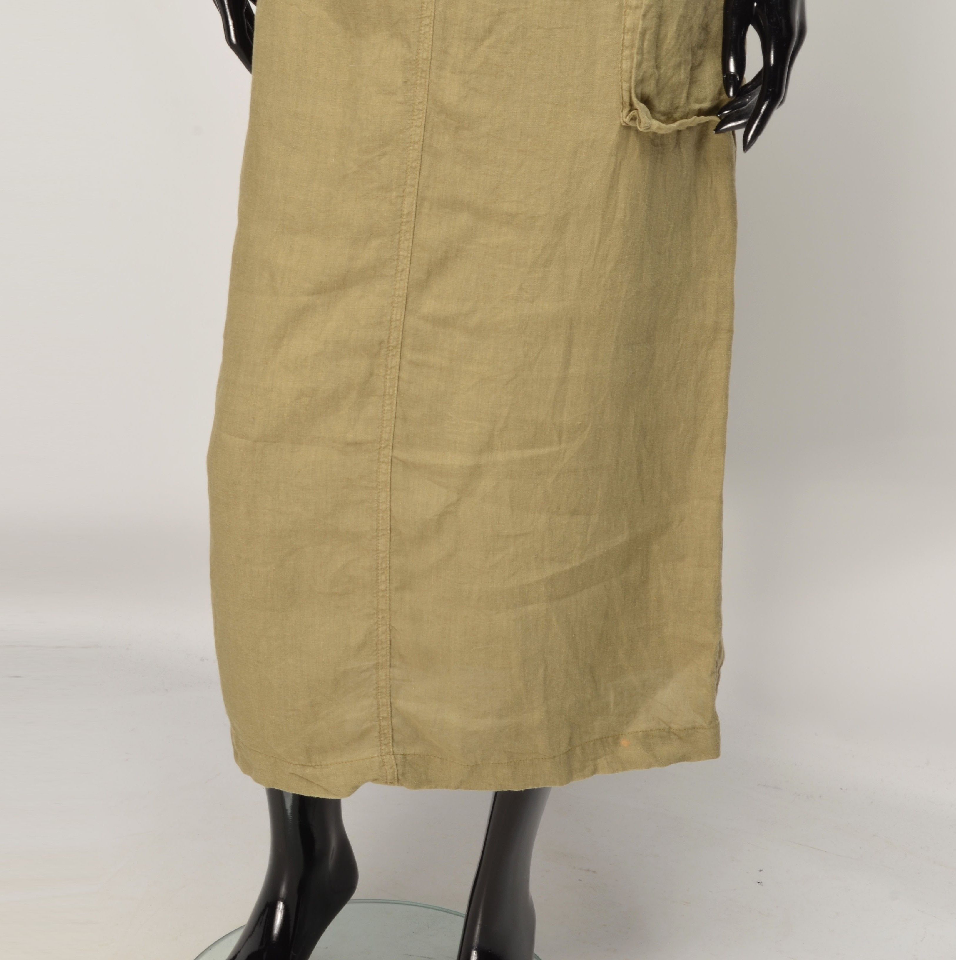Giorgio Armani Vintage Armani Jeans Y2K Big Pocket Linen Khaki Skirt Size 32" / US 10 / IT 46 - 3 Thumbnail