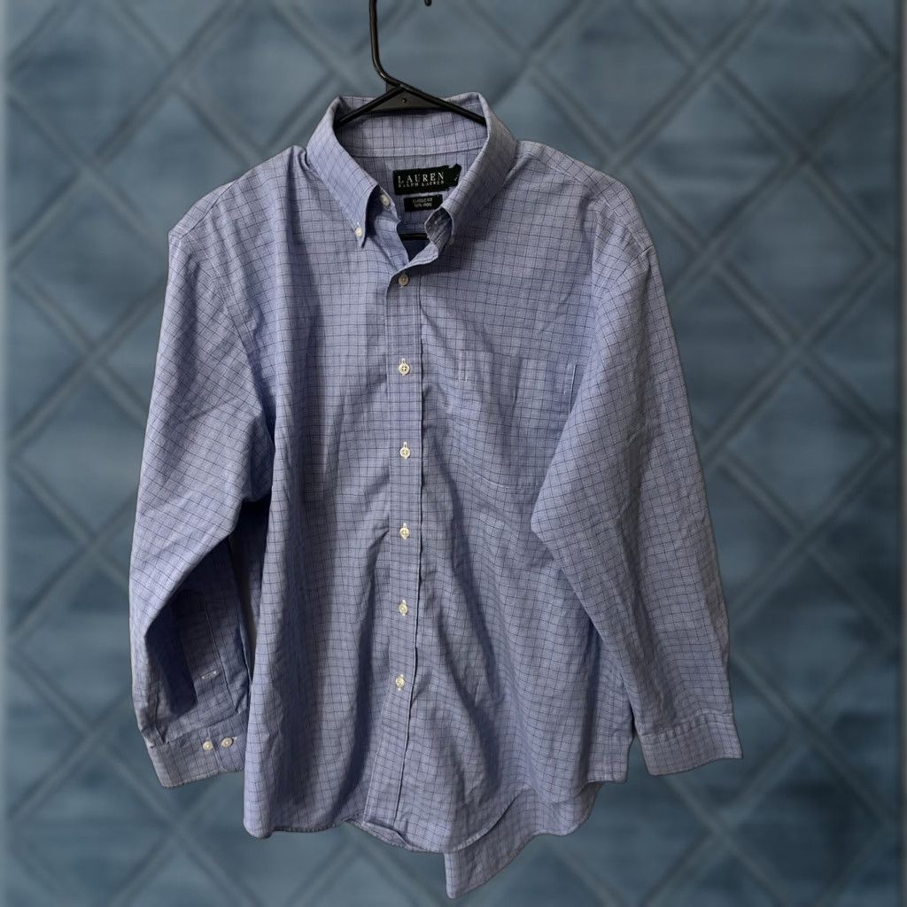Ralph Lauren VINTAGE? No. Lauren Ralph Lauren Shirt Blue Plaid Button-Down Non-Iron 16.5 Men Size 16.5 Regular Cotton Long Sleeve Casual Mens Size US L / EU 52-54 / 3 - 1 Thumbnail