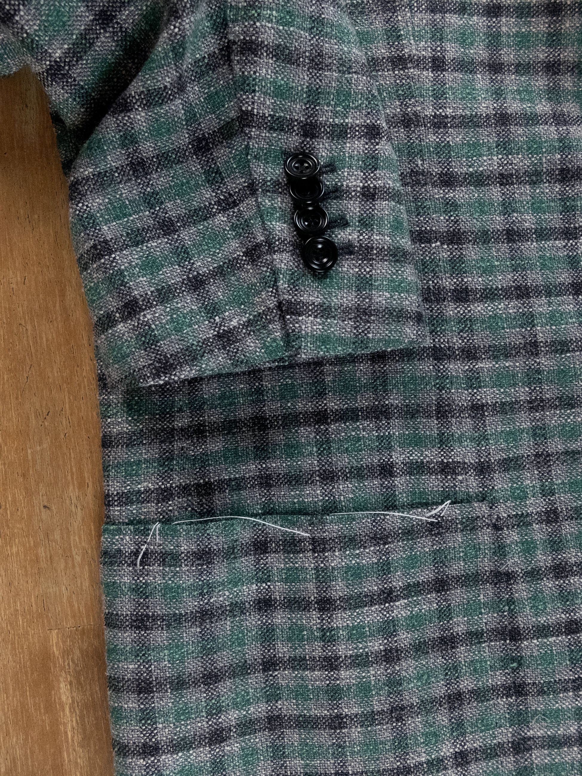 SARTORIO SARTORIO Napoli Kiton green gray plaid wool silk sportcoat Size 44R - 5 Thumbnail
