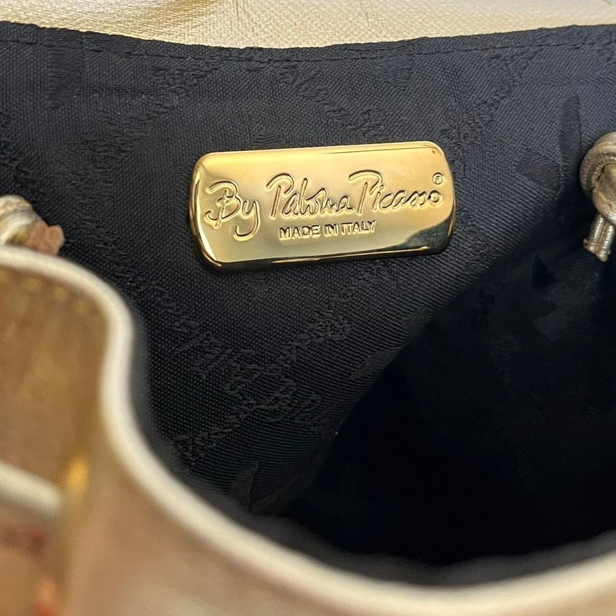 Paloma Picasso × Vintage Paloma Picasso Gold Italian Leather Drawstring Bucket Bag Size ONE SIZE - 5 Thumbnail