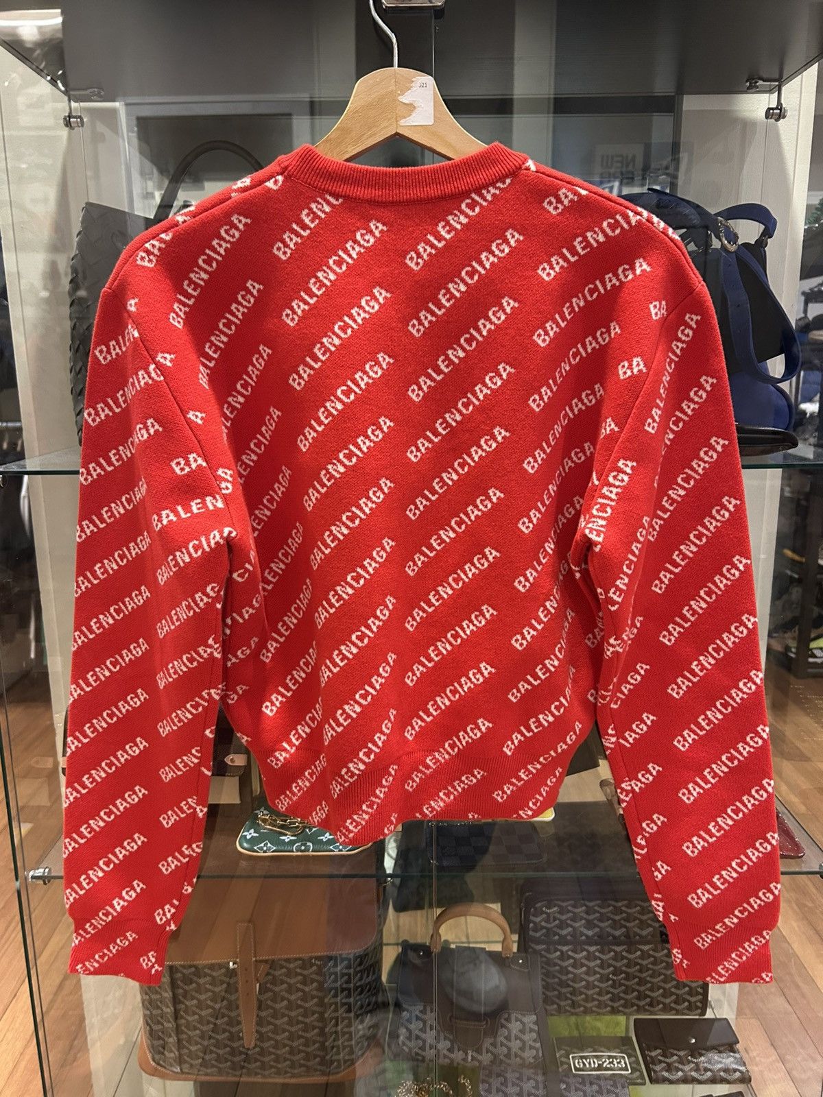 Balenciaga Balenciaga AOP Sweater - Red Size S / US 4 / IT 40 - 2 Thumbnail