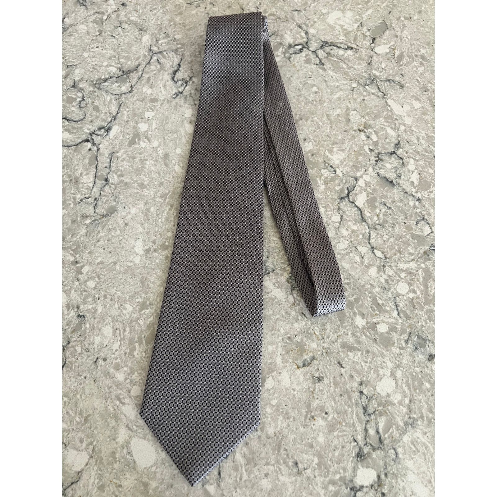Vintage Bijoux Terner 100% Silk Men's Neck Tie Handmade Silver Black Size ONE SIZE - 6 Thumbnail