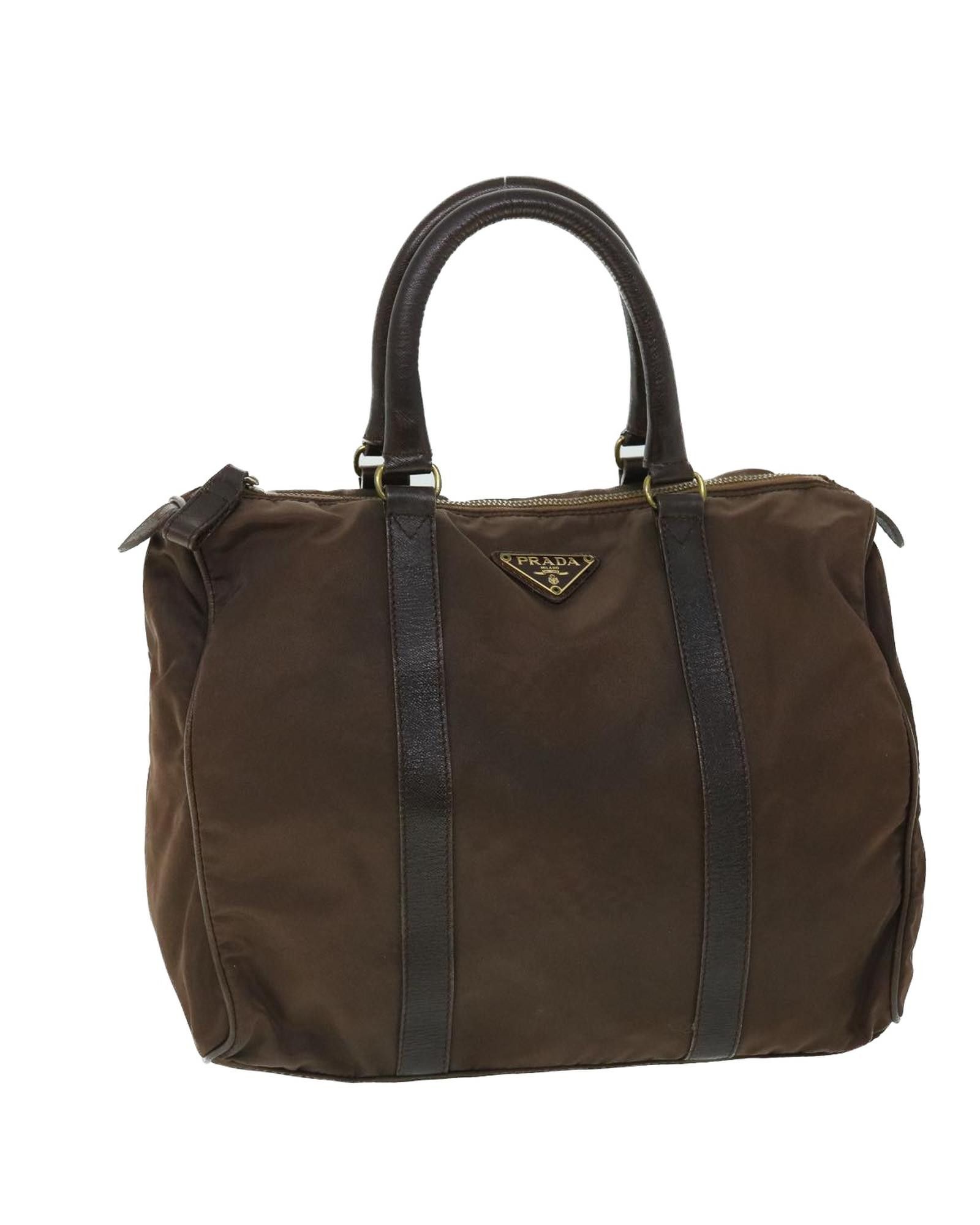 image of Prada Brown Nylon Hand Bag, Women's