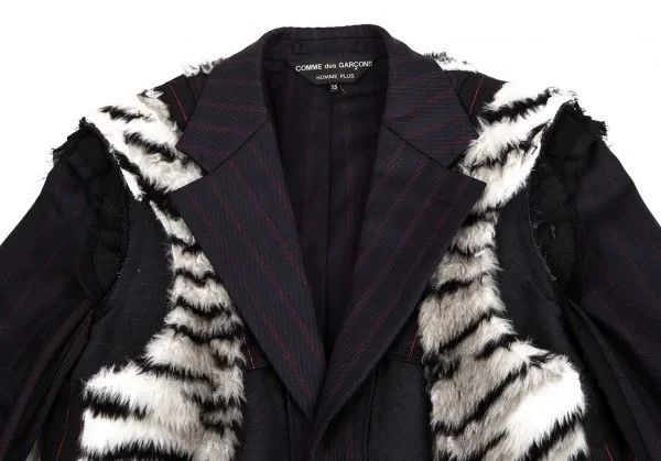 Comme des Garcons Comme des Garcons Fur-turned striped stitching jacket Size US XS / EU 42 / 0 - 2 Thumbnail