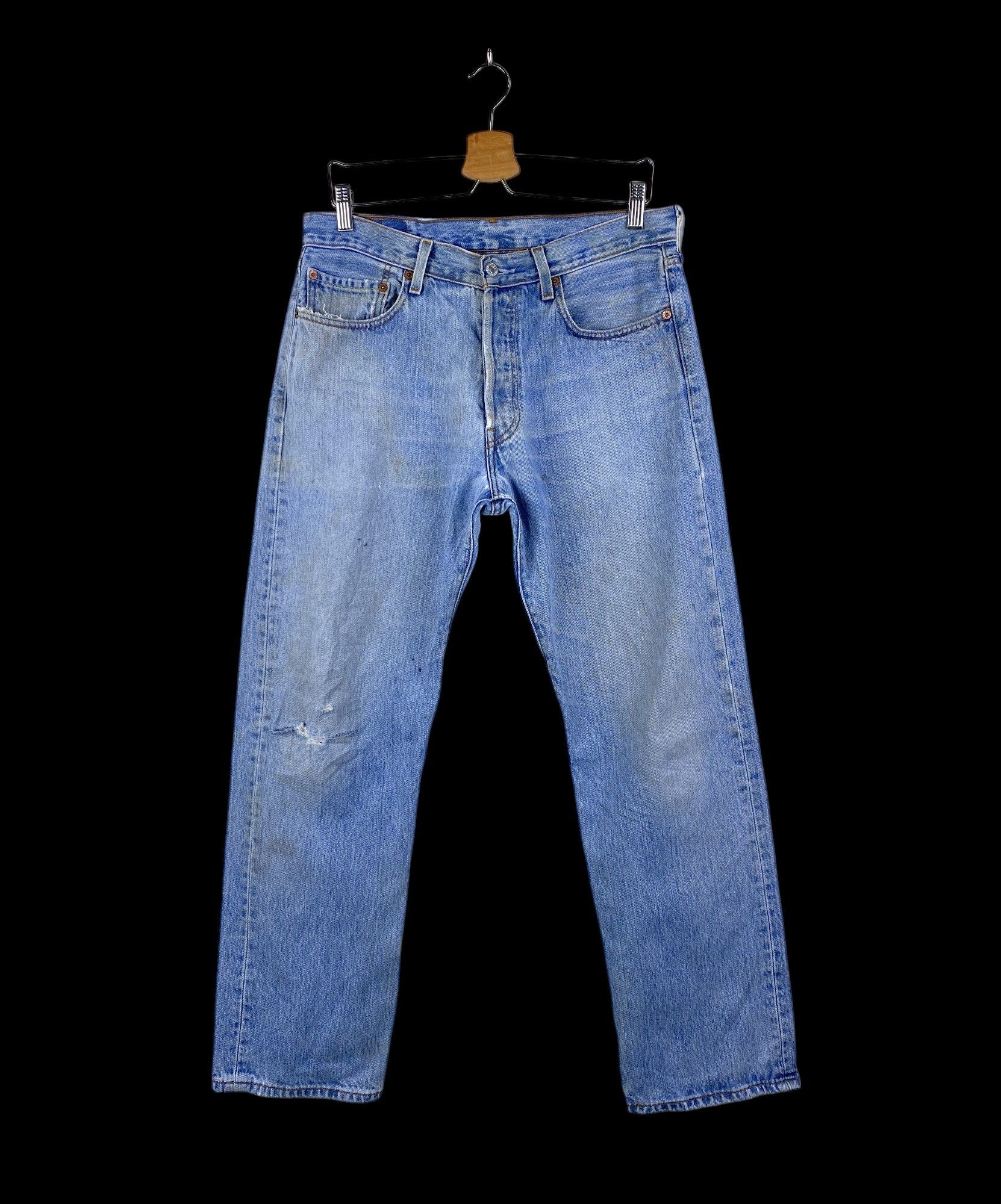 Levi's Vintage Clothing W33x29 Vintage Levis 501 90s distressed dirty denim Size US 33 - 1 Thumbnail
