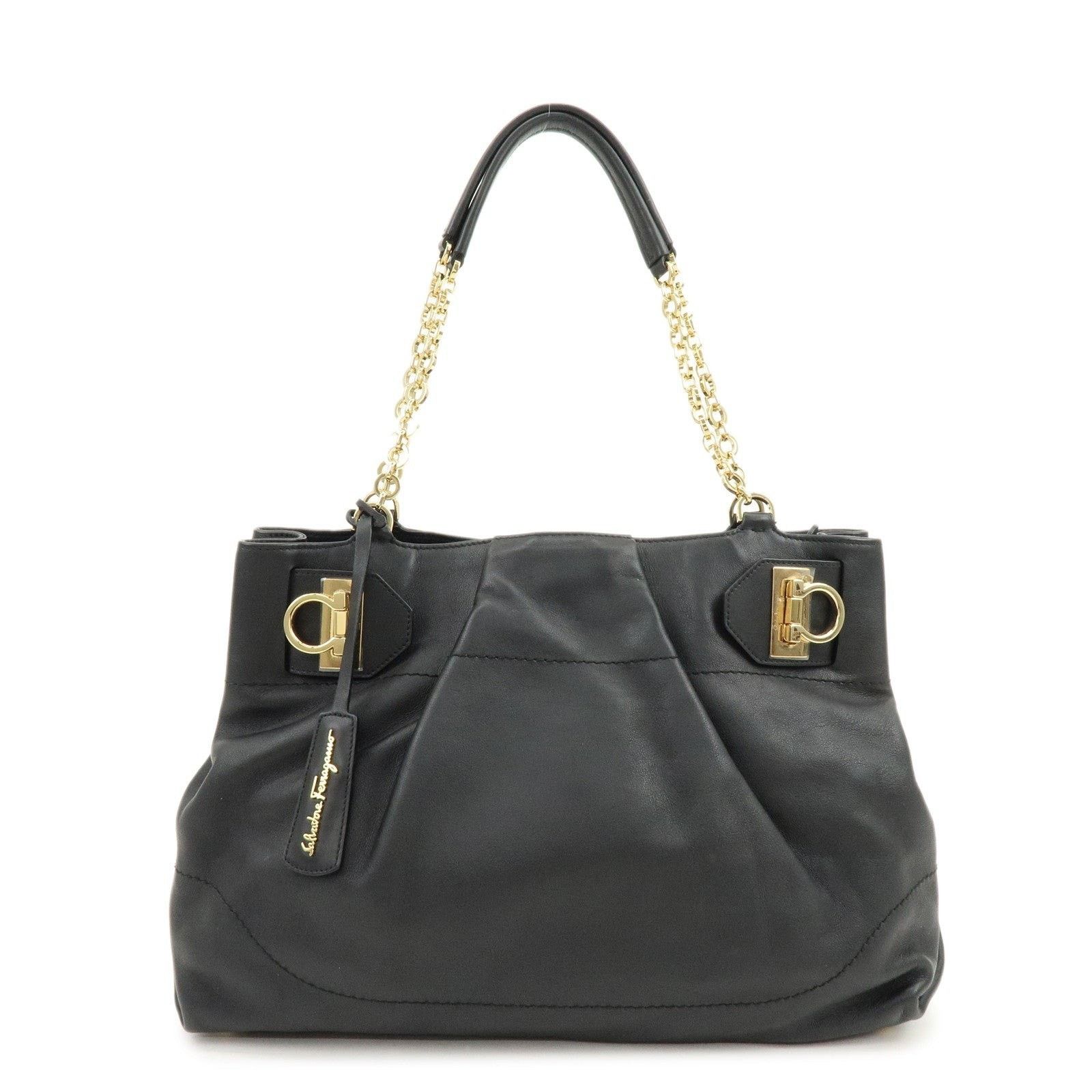 Salvatore Ferragamo Ferragamo Gancini Leather Tote Black Size ONE SIZE - 1 Thumbnail