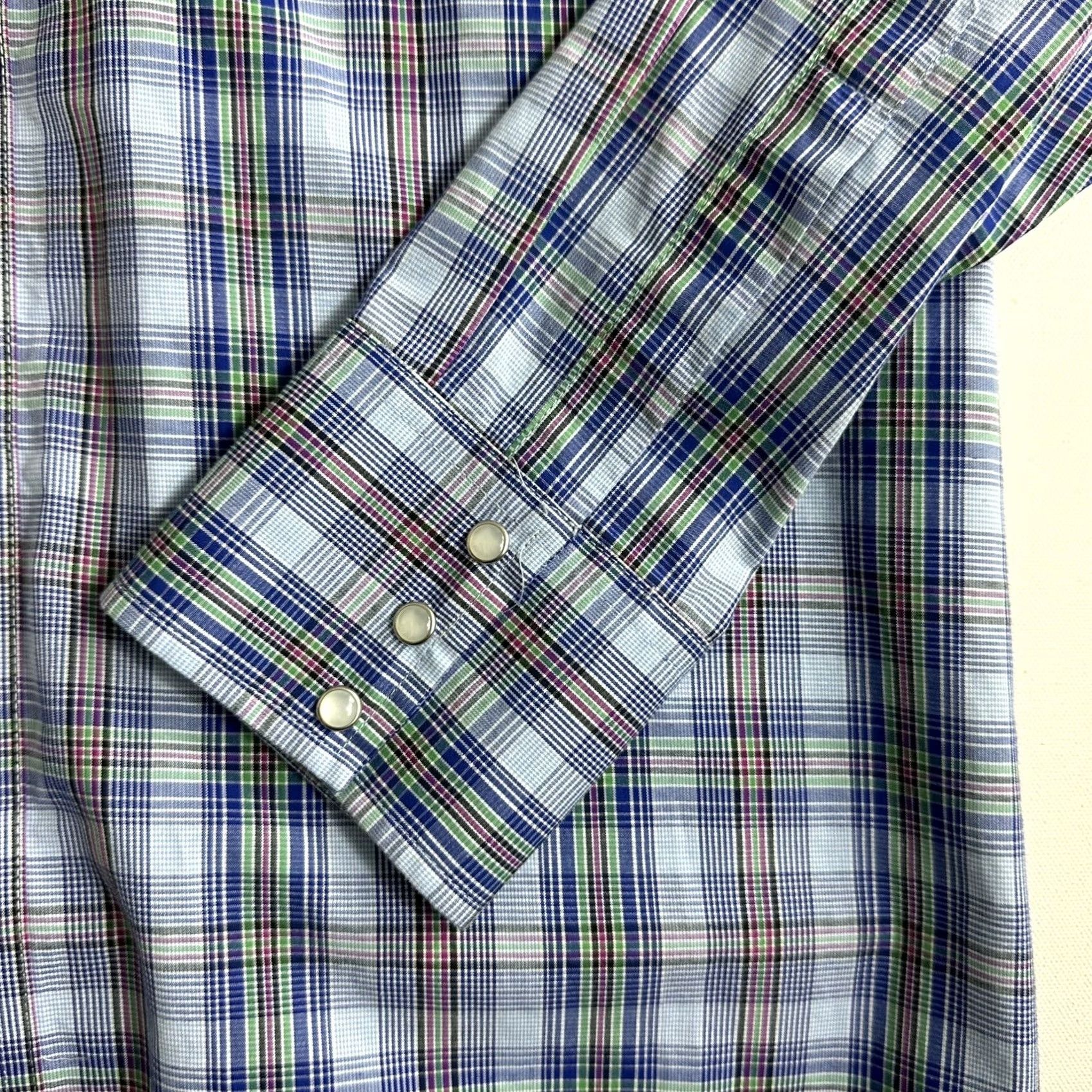 Wrangler VINTAGE Wrangler Western Brushpopper Button Up Shirt Pearl Snap Rodeo Mens Large Size US L / EU 52-54 / 3 - 3 Thumbnail