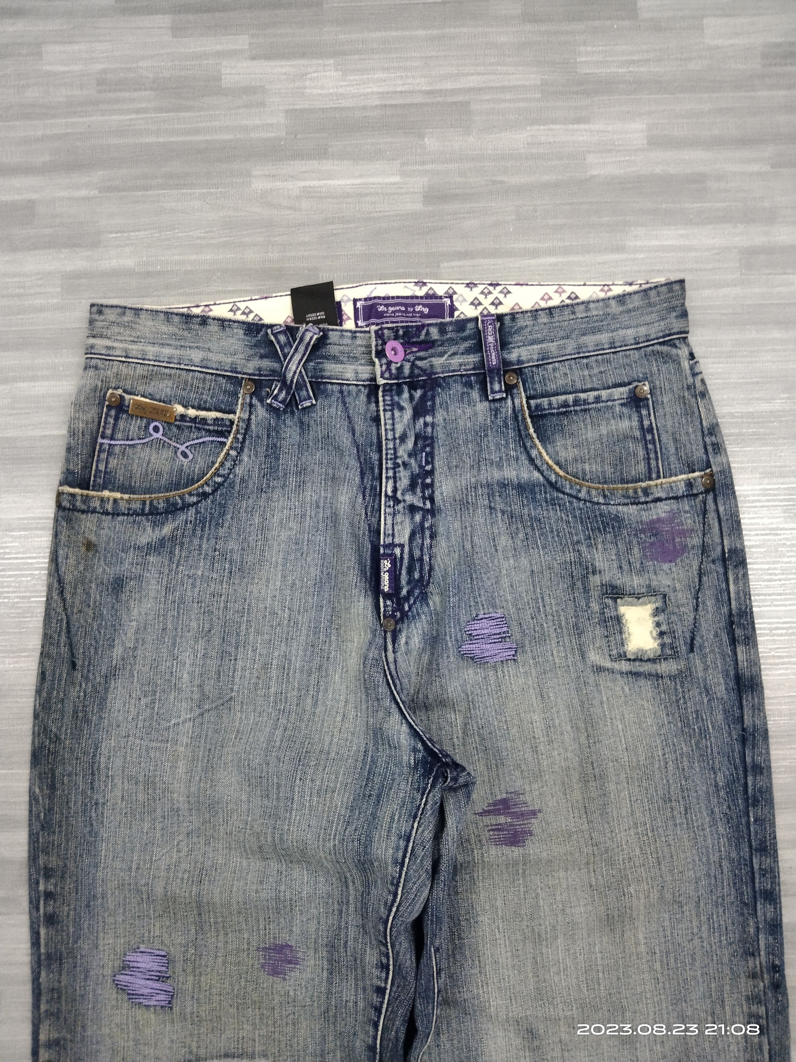 Other INSANE 90s🔥WASHED BLUE PACTHWORK ING DENIM PANTS Size US 34 / EU 50 - 4 Thumbnail