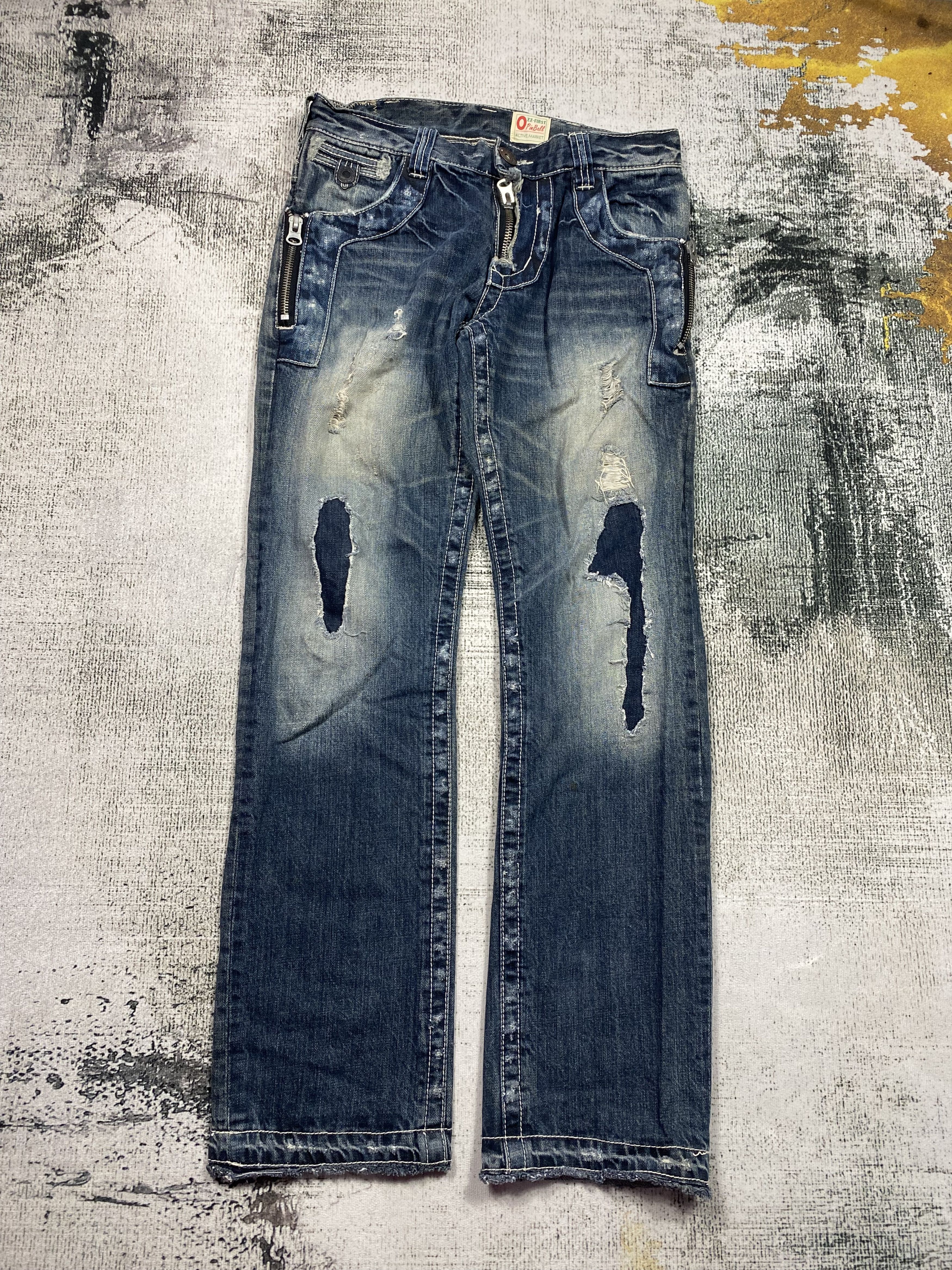 Japanese Brand SICKS💥Japanese Distressed Denim Whiskers Rusty Faded Jeans Size US 30 / EU 46 - 1 Thumbnail