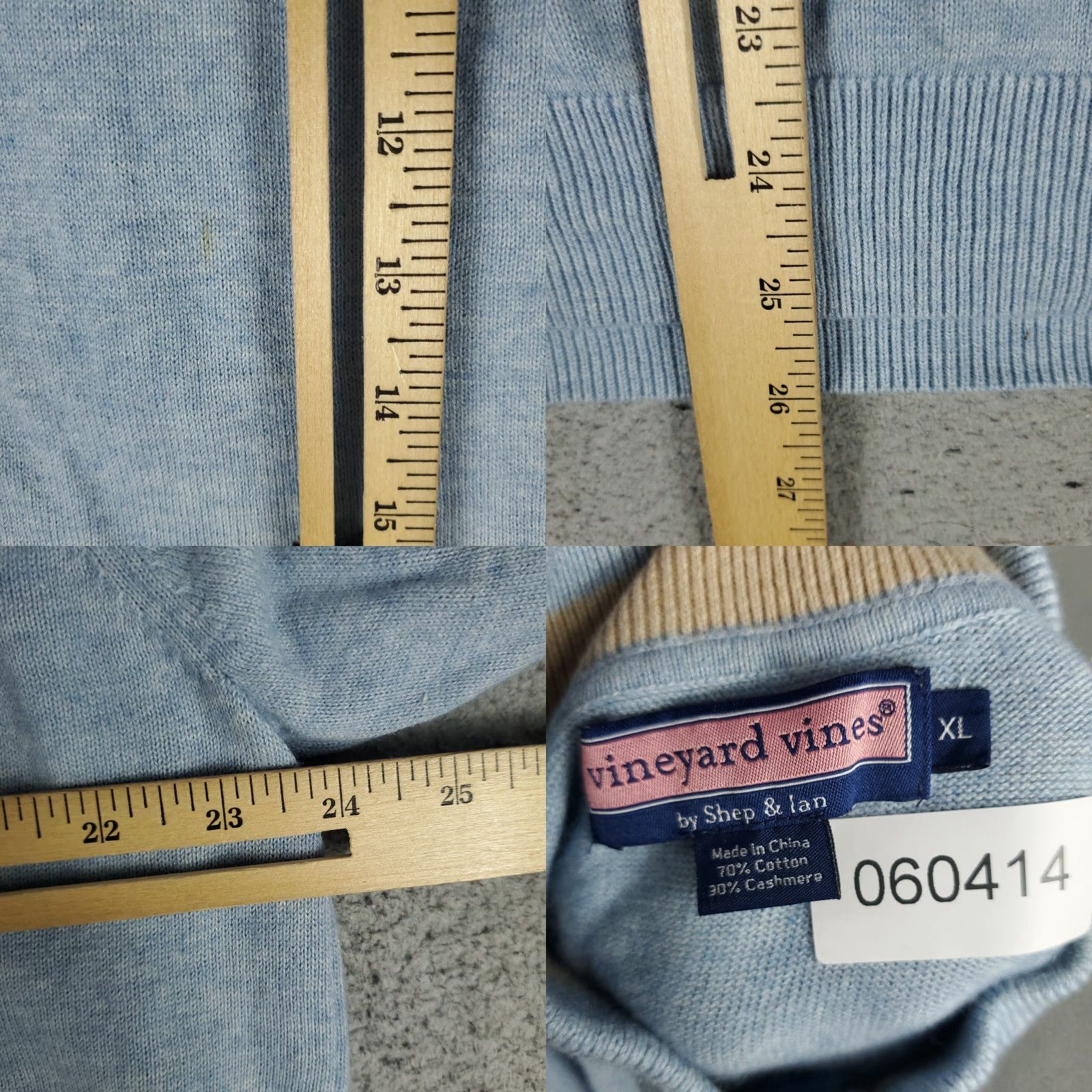 Vineyard Vines VINEYARD VINES Sweater Mens XL Blue 1/4 Zip Pullover Knit Long Sleeve Regular Fit Size US XL / EU 56 / 4 - 8 Thumbnail