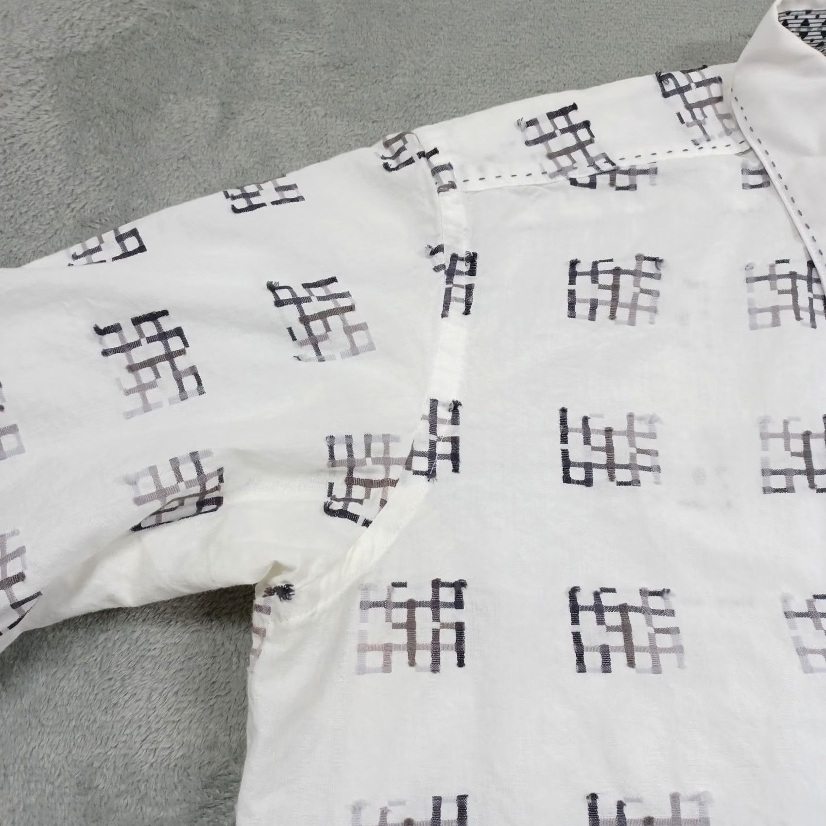 BUGATCHI Bugatchi Uomo Shirt Large White Geometric Button Up Preppy Mens Size US L / EU 52-54 / 3 - 2 Thumbnail