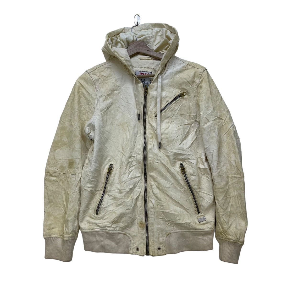 Diesel Genuine Leather Jacket By Diesel Industry Hooded Jacket Size S / US 4 / IT 40 - 1 Thumbnail