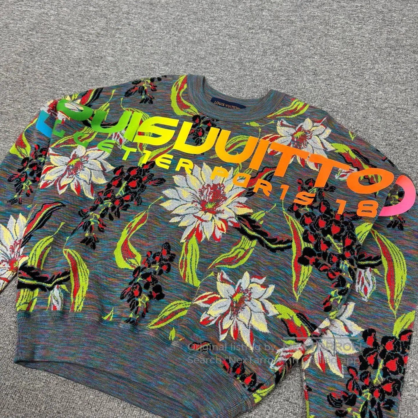 Louis Vuitton Louis Vuitton Slogan Logo Floral Wool Sweater. Size XS / US 0-2 / IT 36-38 - 3 Thumbnail