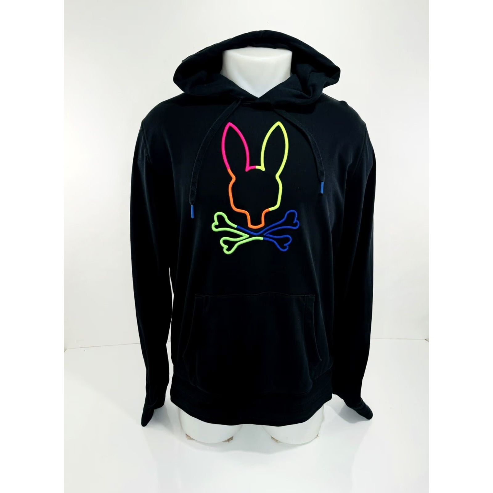 Psycho Bunny PSYCHO BUNNY - NEON / FLUORESCENT LOGO Mens M Hoodie Sweatshirt Pullover Embroidered Black Size US M / EU 48-50 / 2 - 2 Thumbnail