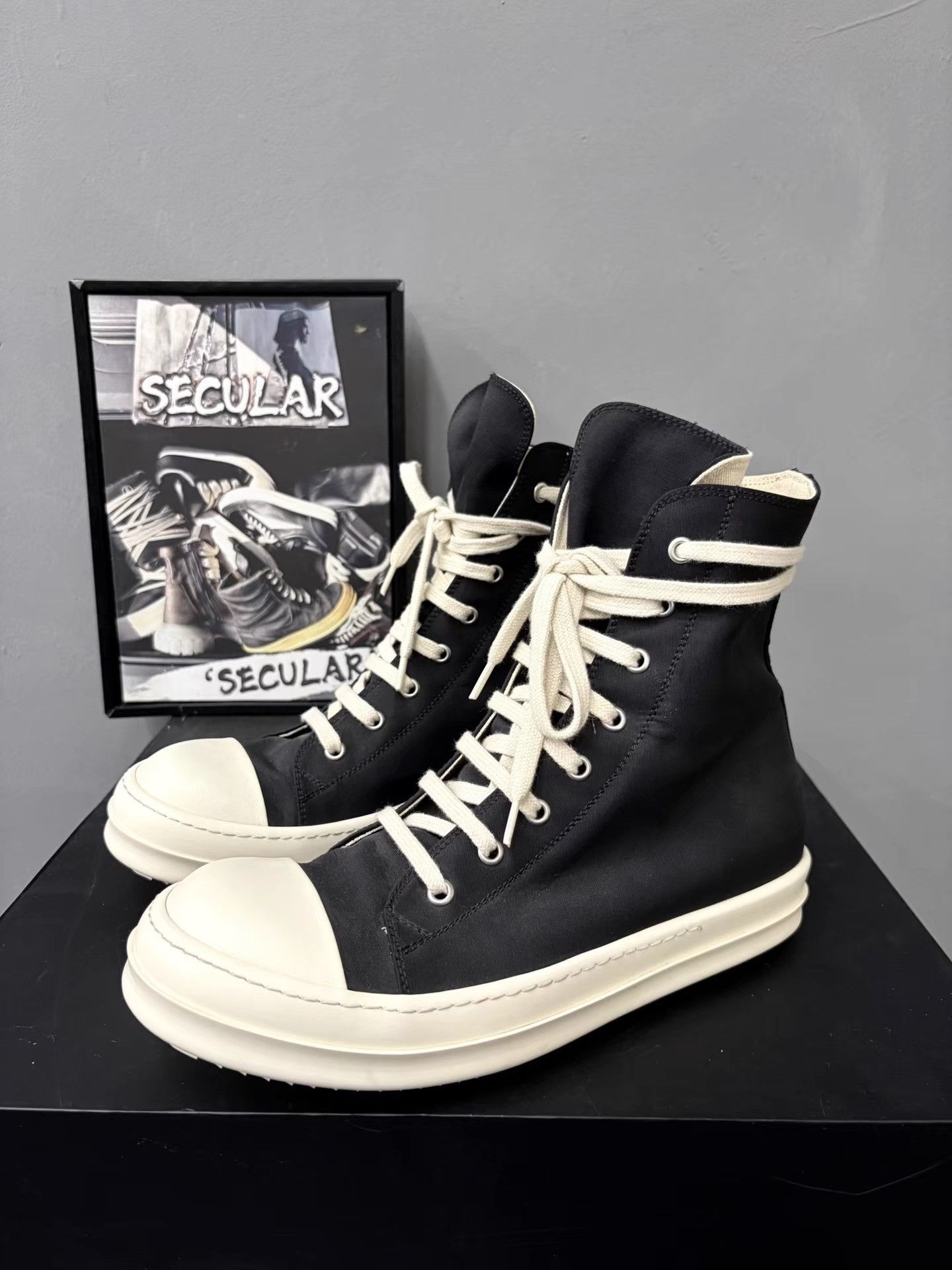 Rick Owens Rick Owens Drkshdw Satin High Top Jumbo Sneakers K34 Size US 7 / EU 40 - 1 Thumbnail