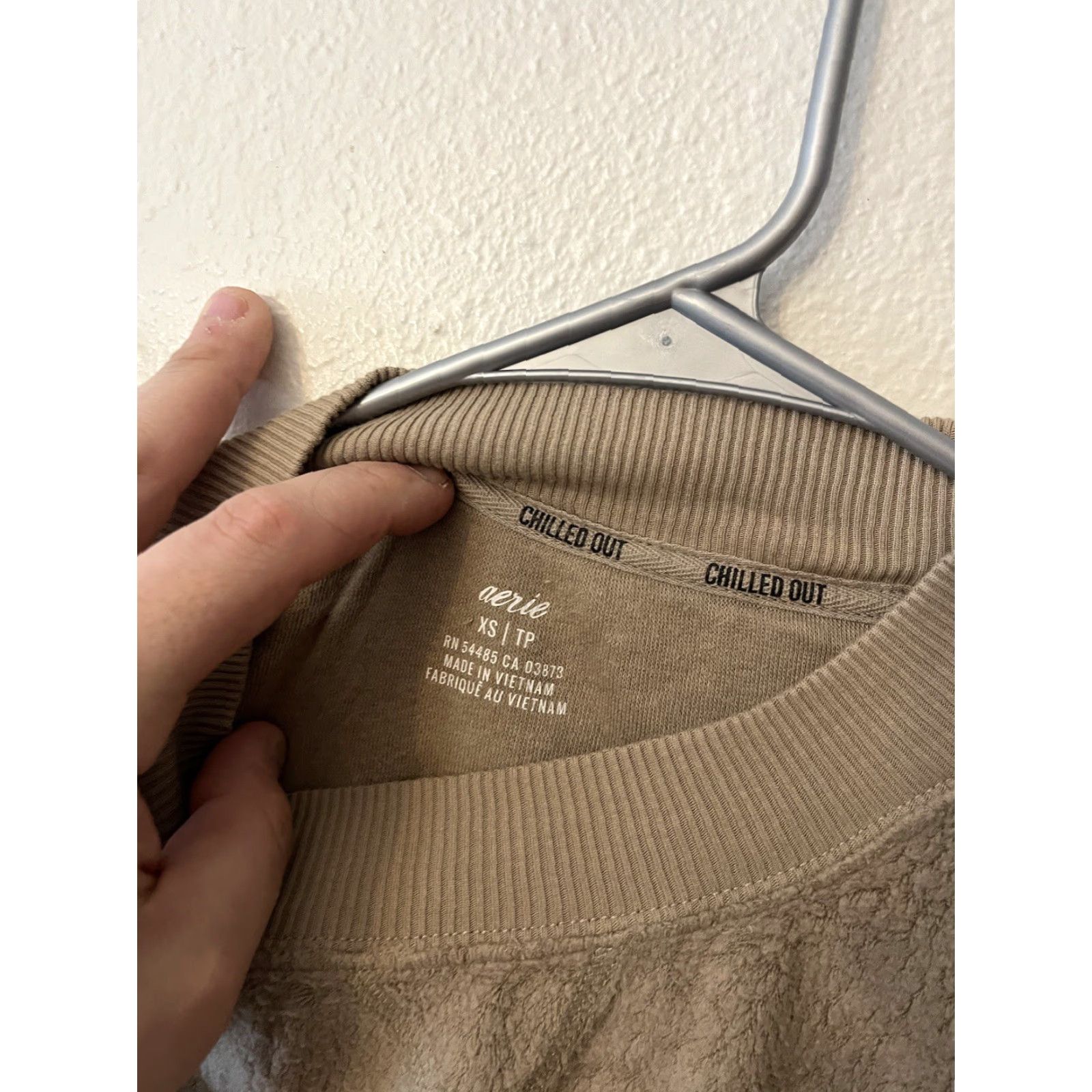 Vintage AERIE Chilled Out Oversized Pullover Sweatshirt Ribbed Split Side Tan Brown Womens XS Size XS / US 0-2 / IT 36-38 - 2 Thumbnail