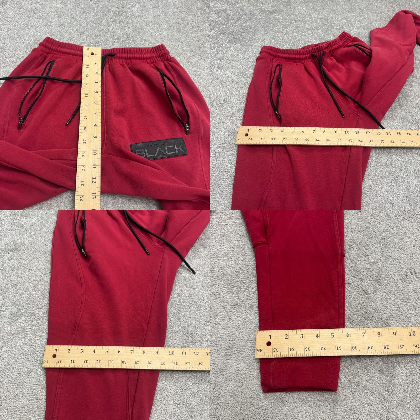 Vintage Actively Black Heavyweight Jogger Sweatpants Mens XS Red Zipped Pockets Active Size US 27 - 9 Thumbnail