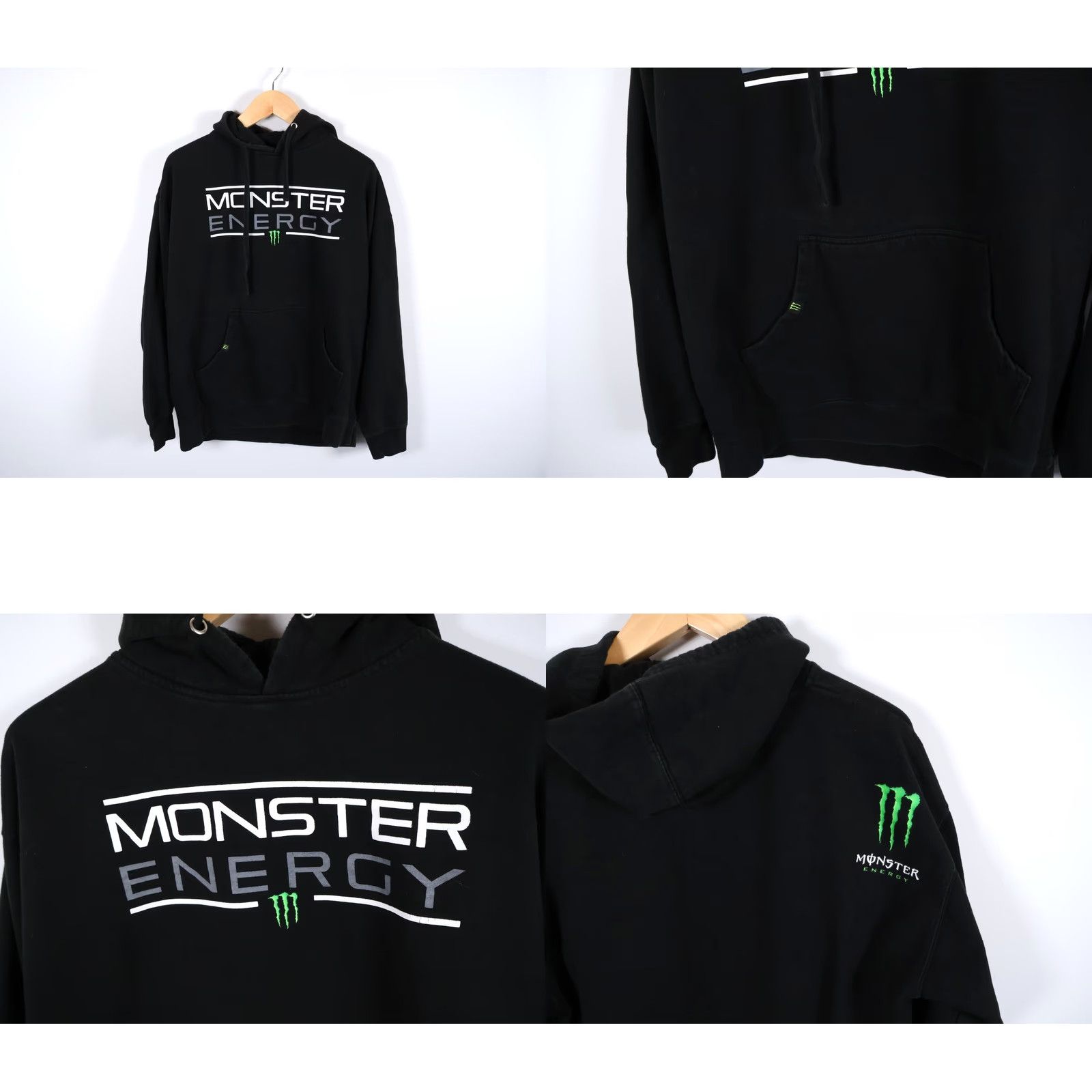 Vintage Monster Energy Hoodie Men's XL Black Pullover Crew Neck Drawstring Graphic Print Logo Sweatshirt Official Size US XL / EU 56 / 4 - 9 Thumbnail