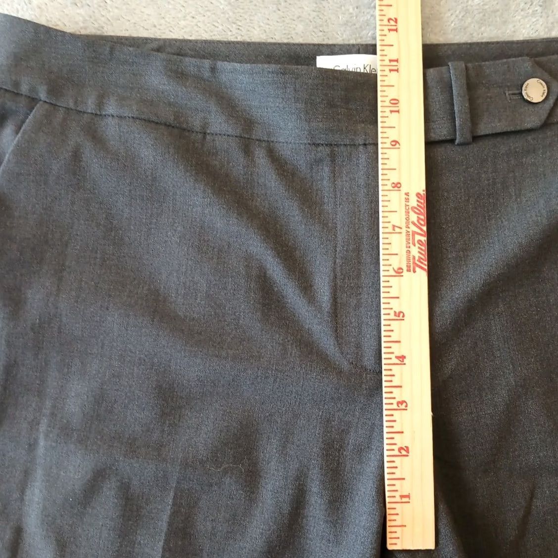 Calvin Klein Calvin Klein Dress Pants Womens Size 14 Gray High Rise Flat Front Pockets 38x32 Straight Inseam 32 Dress Pants Womens Size 36" / US 14 / IT 50 - 4 Thumbnail