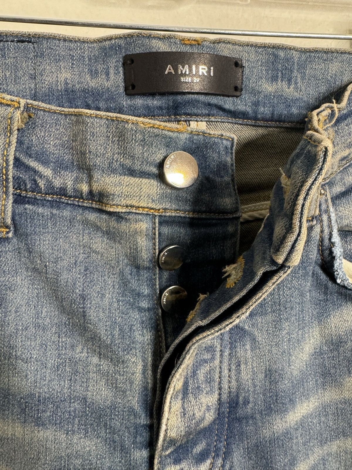 Amiri Amiri Stacked Paint Splatter Flare Denim Faded Blue 29 Size US 29 - 4 Thumbnail