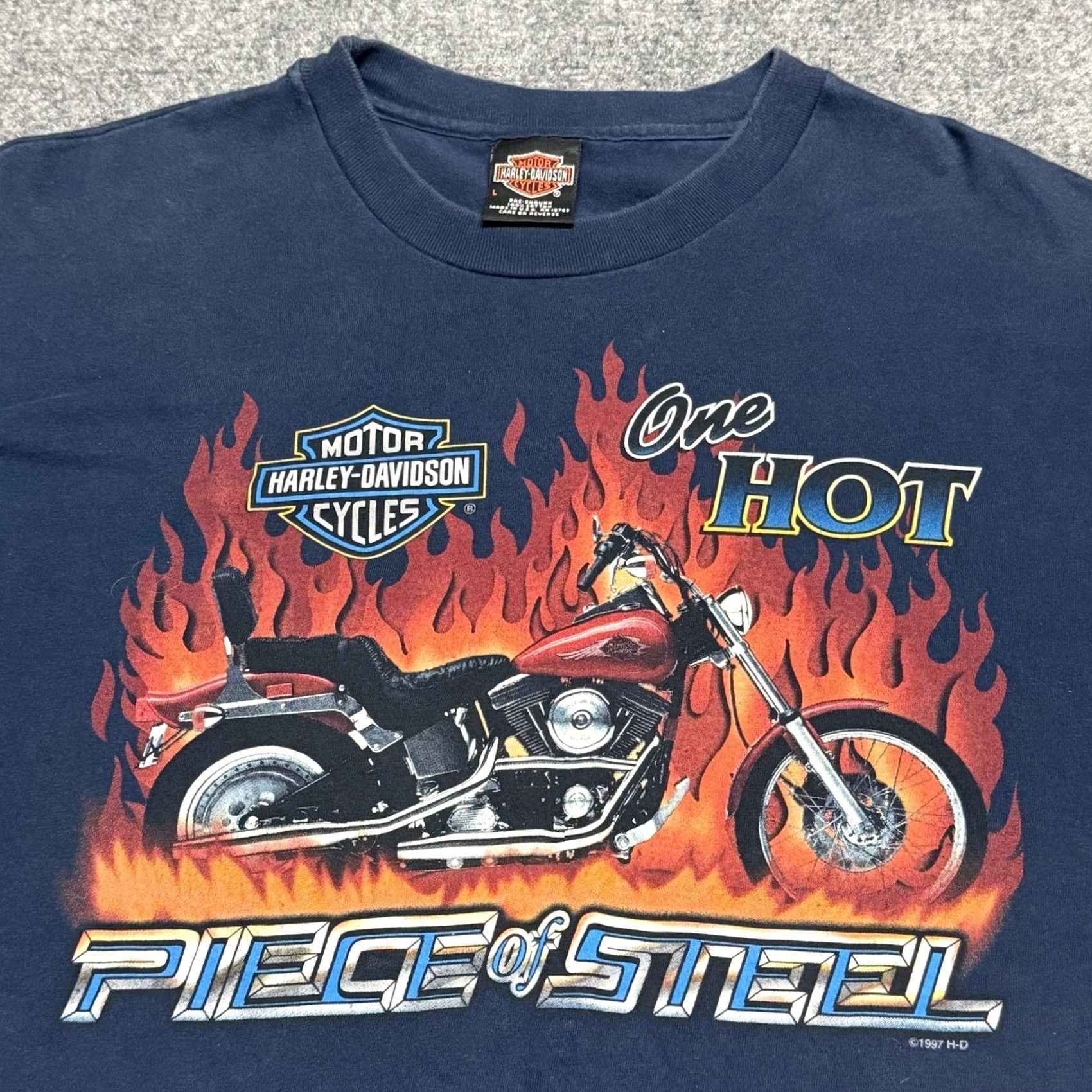 Harley Davidson Harley-Davidson Shirt Mens L Blue Alberta Canada Skull 1997 VTG 90s USA Hanes Beefy-T Size US L / EU 52-54 / 3 - 4 Thumbnail