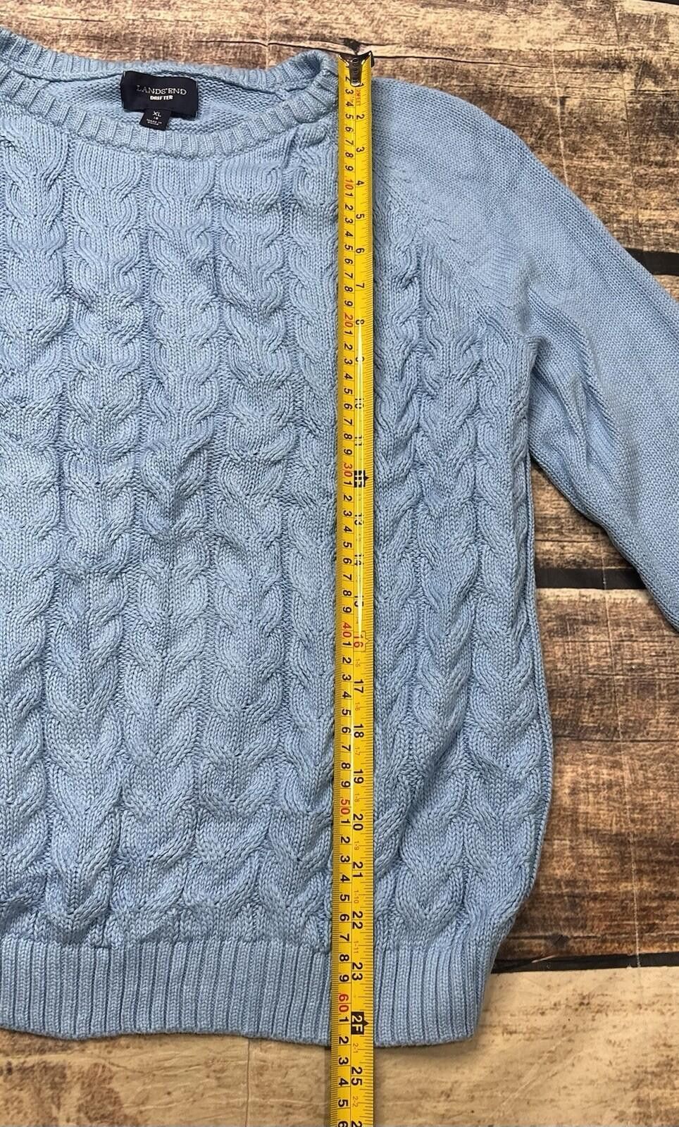 Lands' End Lands End Drifter Sweater Womens XL Cable Knit Cotton Blue Size XL / US 12-14 / IT 48-50 - 8 Thumbnail