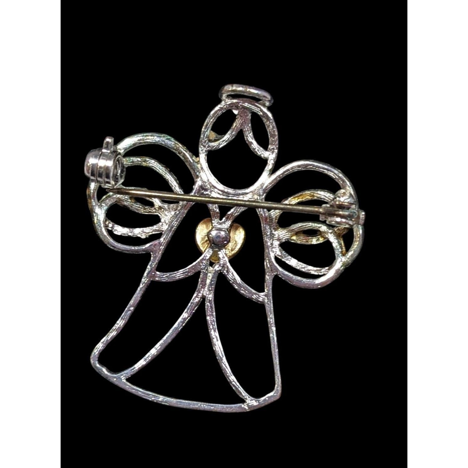 Other Vintage Angel Holding A Heart Open Metallic Wire Brooch Size ONE SIZE - 2 Thumbnail