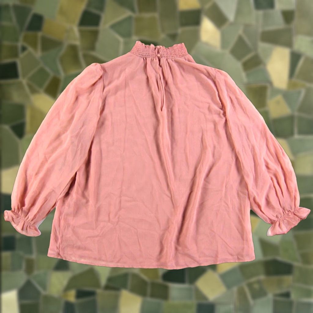 Vintage NWT 1. STATE Blush Pink Silky Mock Ruffle Neck Long Sleeve Blouse Size 1X Size XL / US 12-14 / IT 48-50 - 1 Thumbnail