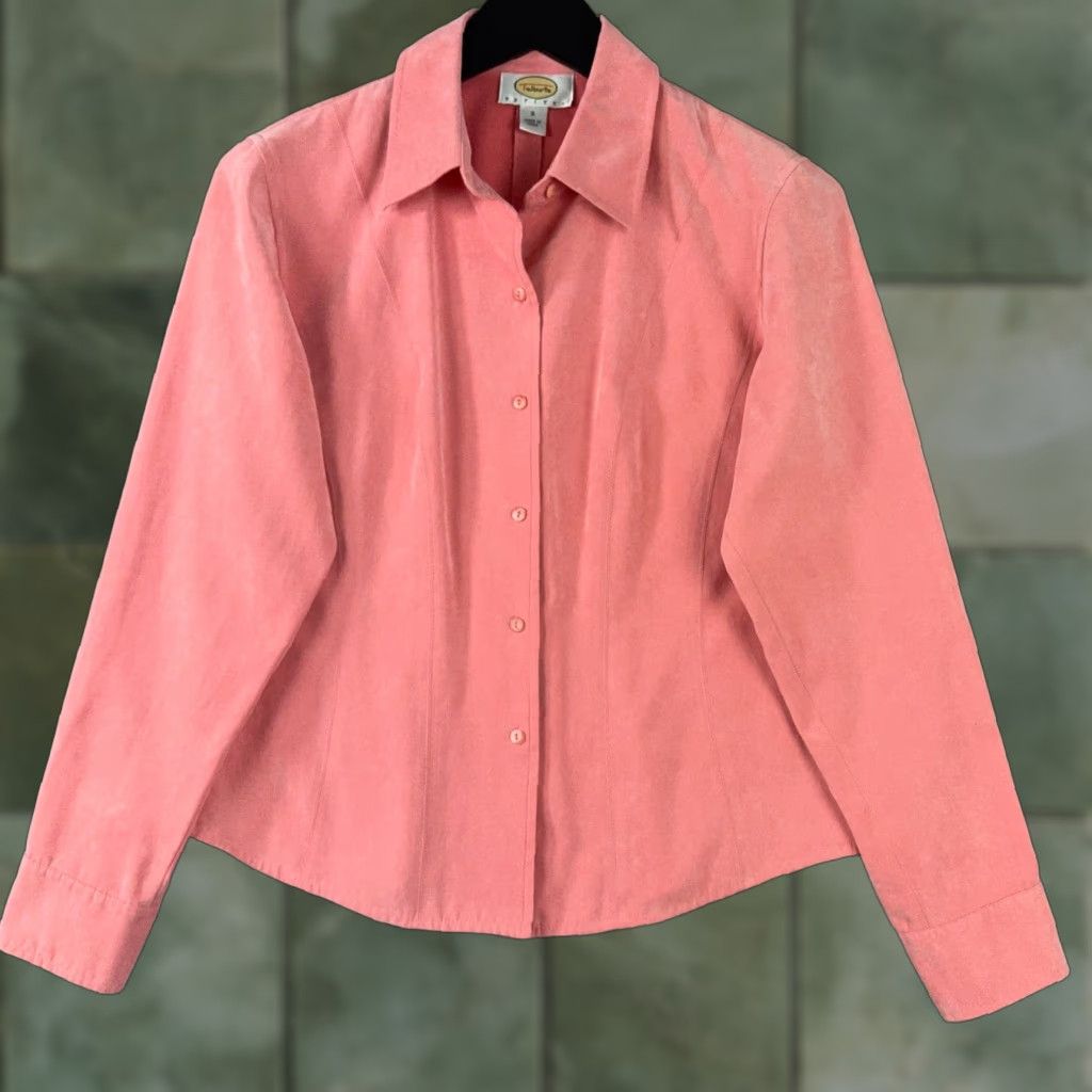 Talbots VINTAGE Talbots Shirt Womens SP Coral Faux Suede Button Up Long Sleeve Soft Top Size S / US 4 / IT 40 - 1 Thumbnail