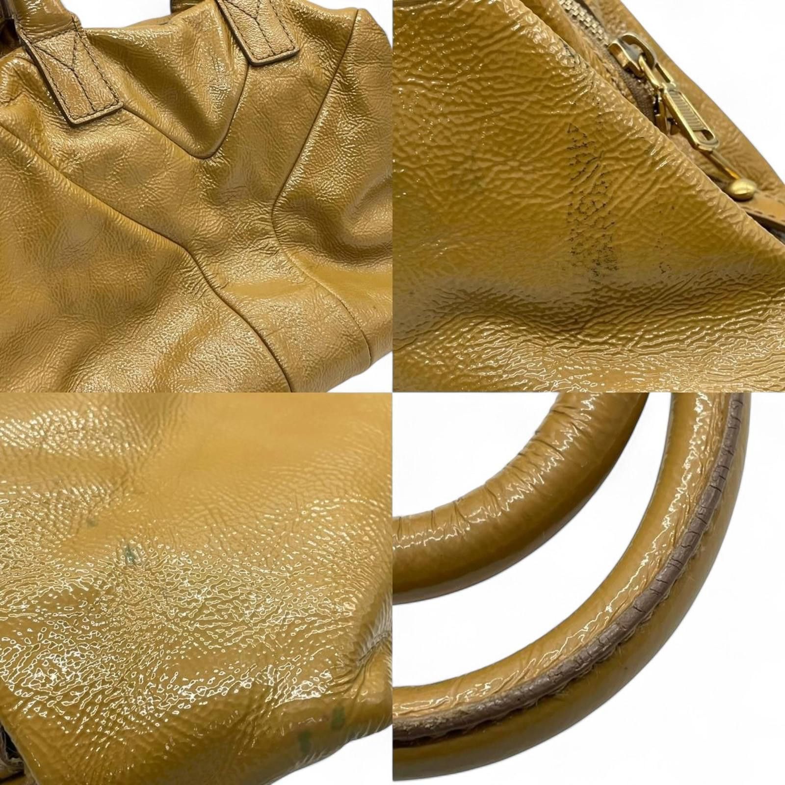 Saint Laurent Paris Saint Laurent - Mustard Yellow Patent Leather Handbag Size ONE SIZE - 9 Thumbnail