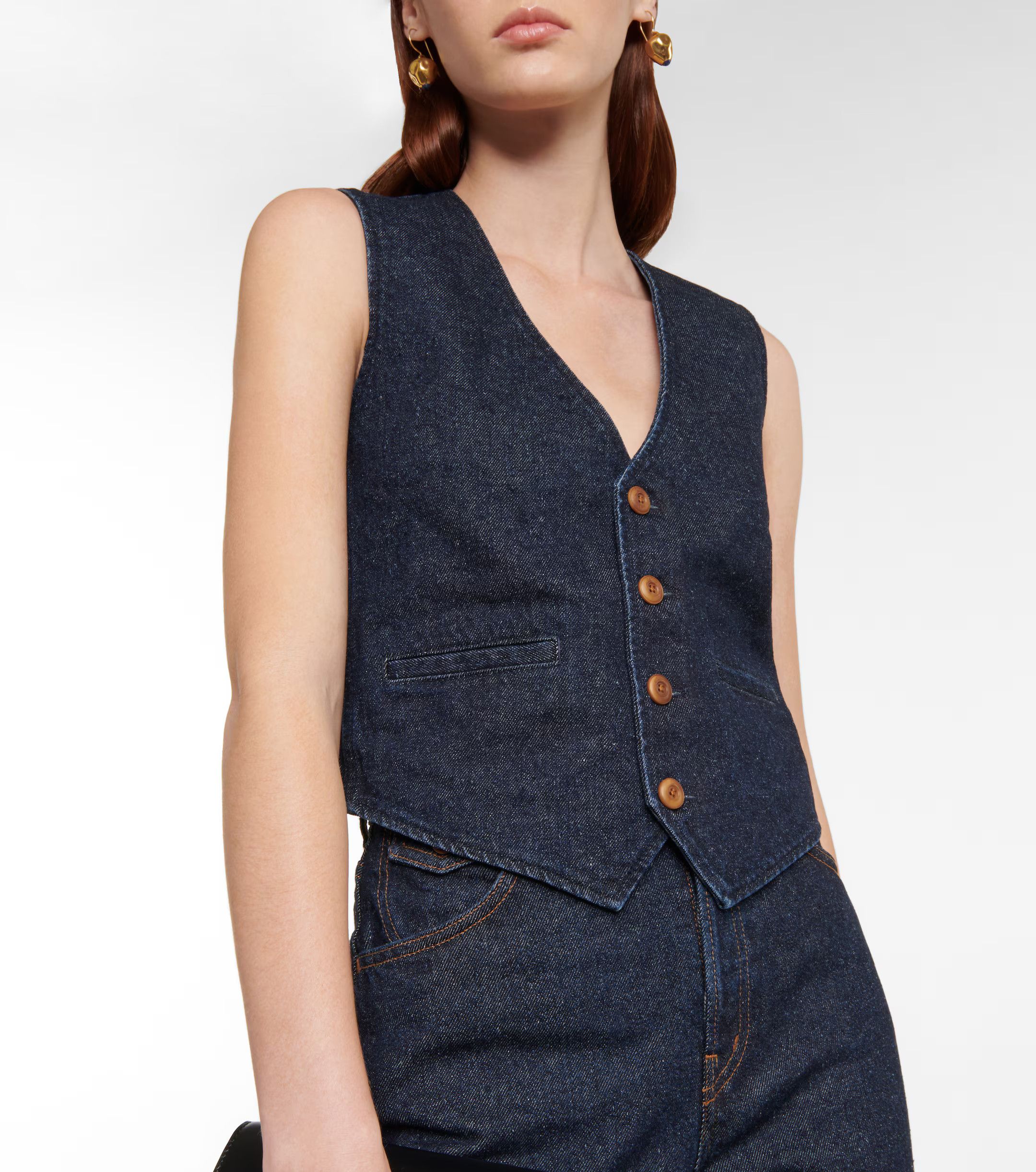 Chloe o1loc1c10425 Denim vest Waistcoat Iconic in Navy Size S / US 4 / IT 40 - 4 Thumbnail