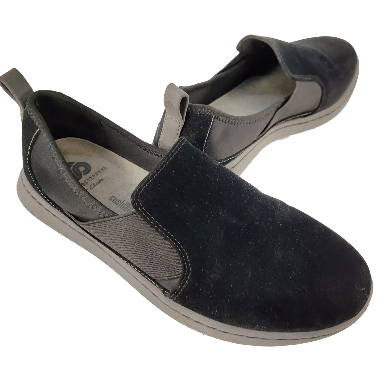 Clarks VINTAGE Sillian Paz Clarks Cloudsteppers Women's Flat Shoes Loafer Black Wide W 6.5US/4UK/37EU–Slip On Comfort Size US 7 / IT 37 - 2 Thumbnail