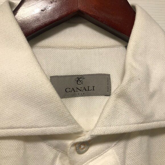 Canali CANALI men's white 100%cotton casual shirt size: L Size US L / EU 52-54 / 3 - 3 Thumbnail