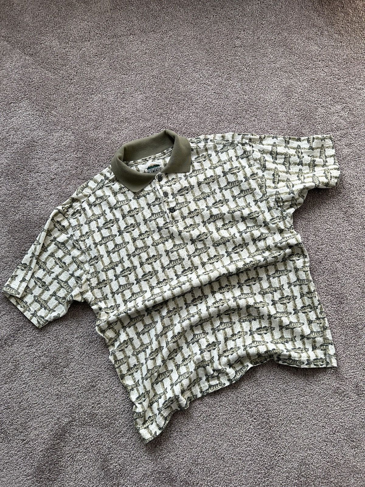 Vintage Vintage Northern Elements All Over Fishing Polo Tee Size US L / EU 52-54 / 3 - 1 Thumbnail