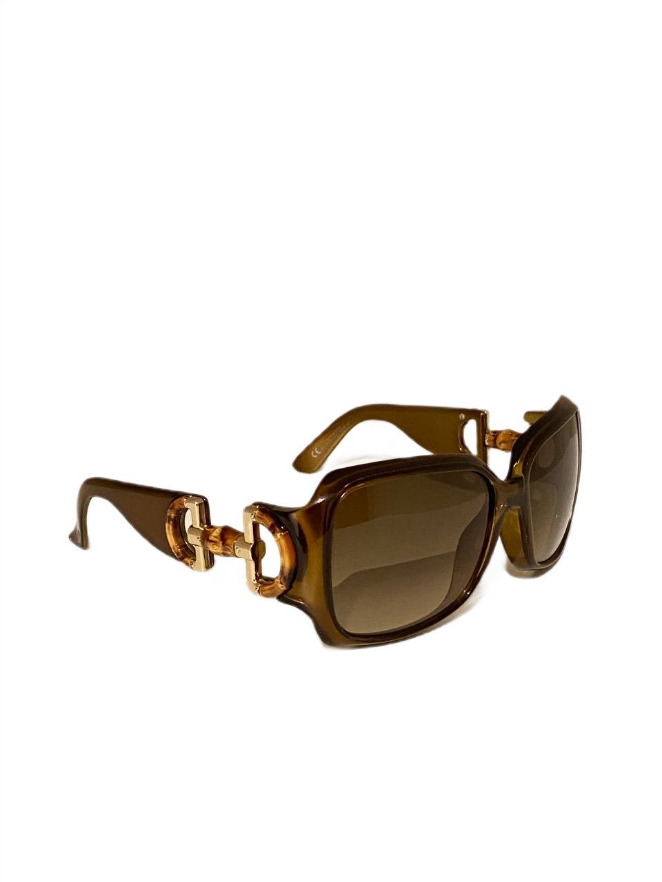 Gucci Gucci Horsebit GG Logo Bamboo Oversized Sunglasses Vintage Size ONE SIZE - 1 Thumbnail
