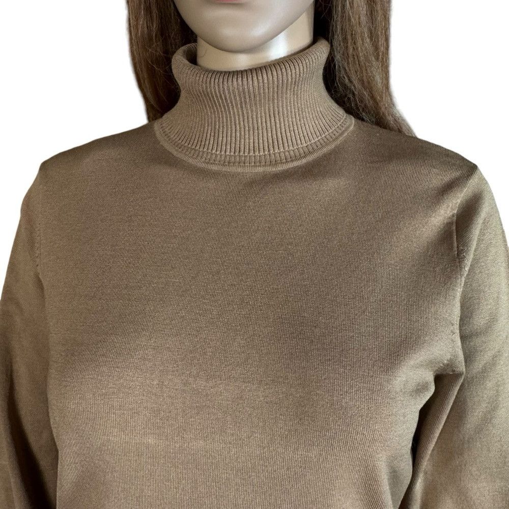 Other NWT New August Silk Silk Blend Beige Turtleneck Sweater Siz Size M / US 6-8 / IT 42-44 - 2 Thumbnail