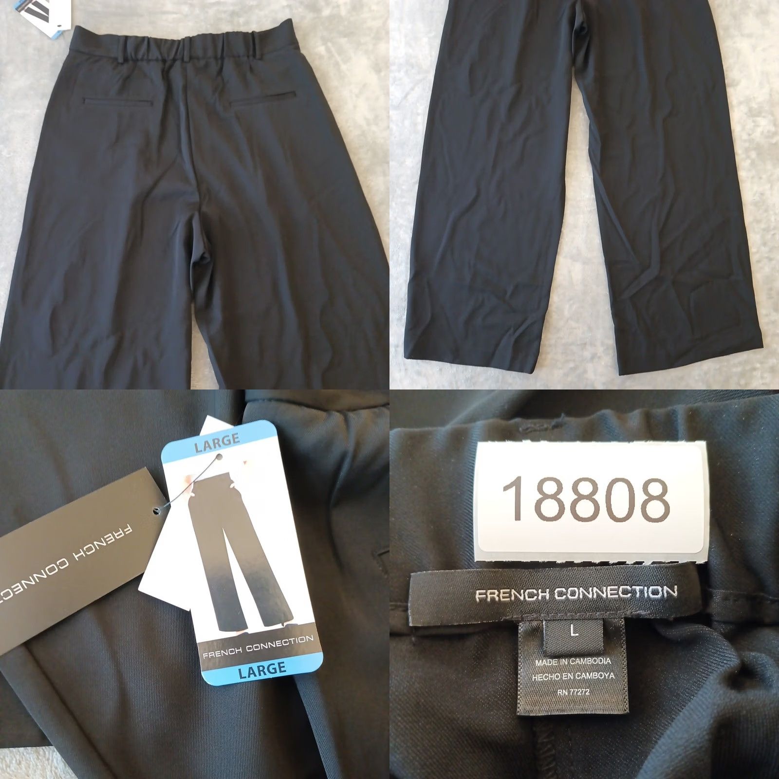 French Connection French Connection Pants Womens Large Black Wide-Leg Ankle Pockets 32x30.5 New Size 36" / US 14 / IT 50 - 8 Thumbnail