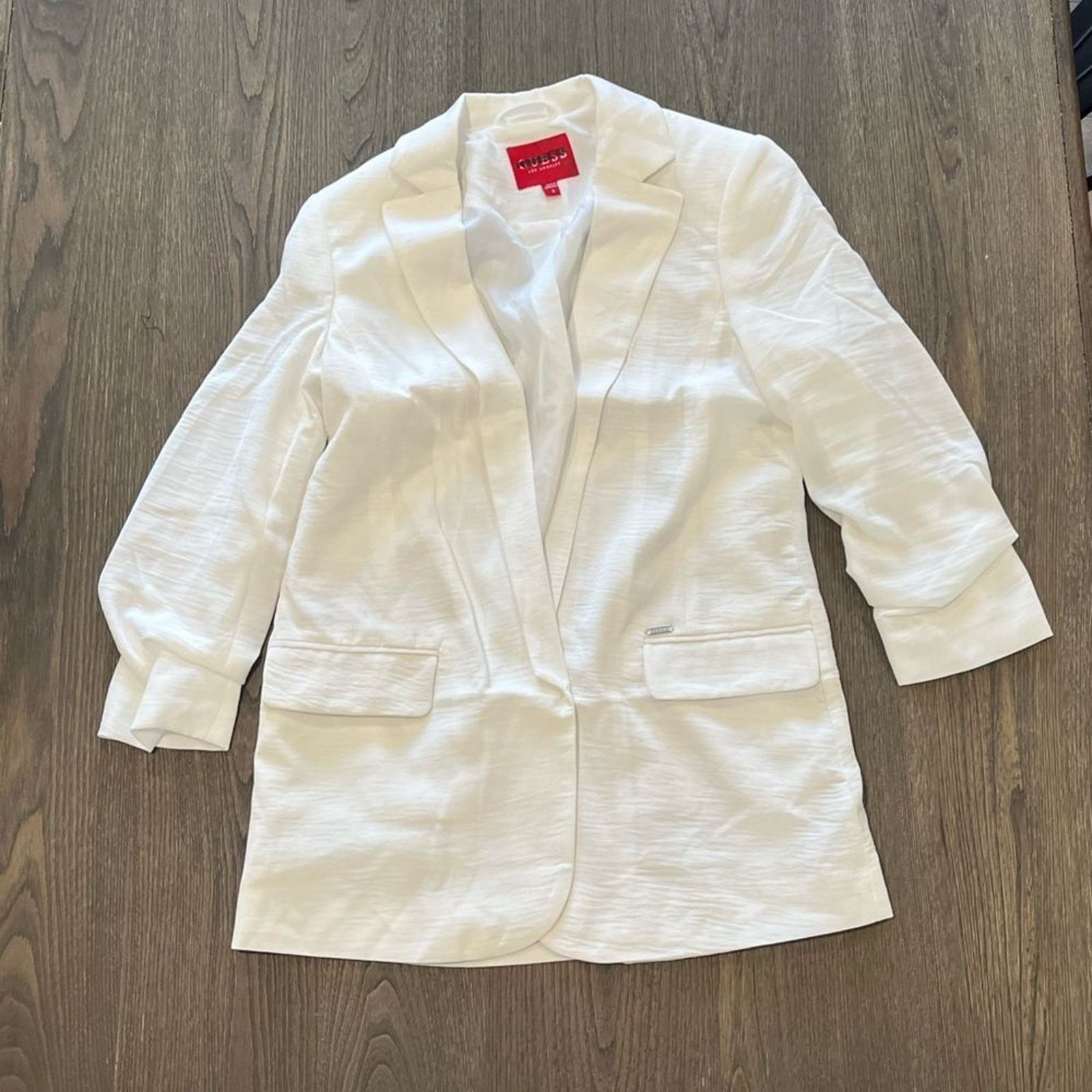 Guess Guess Womens White Long Line Blazer Jacket Size S Size S / US 4 / IT 40 - 1 Thumbnail