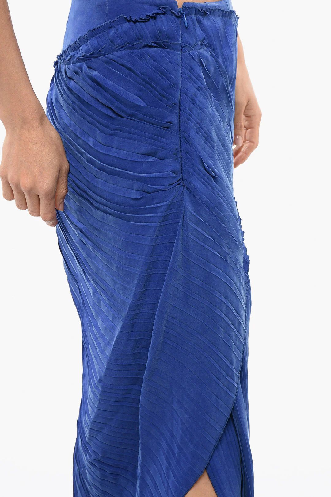 Balmain og1mm0326 Asymmetric Skirt in Blue Size 42" / US 20 - 3 Thumbnail