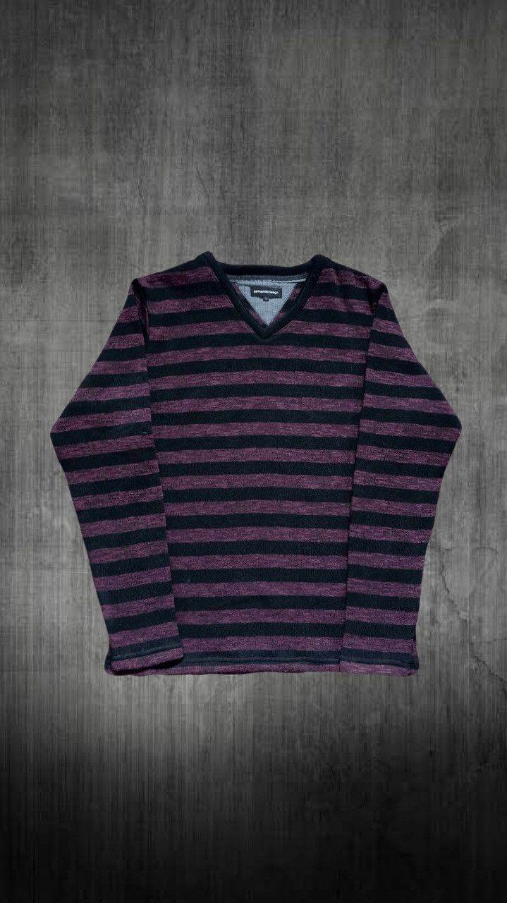 2000s V-neck border knit sweater コレクション