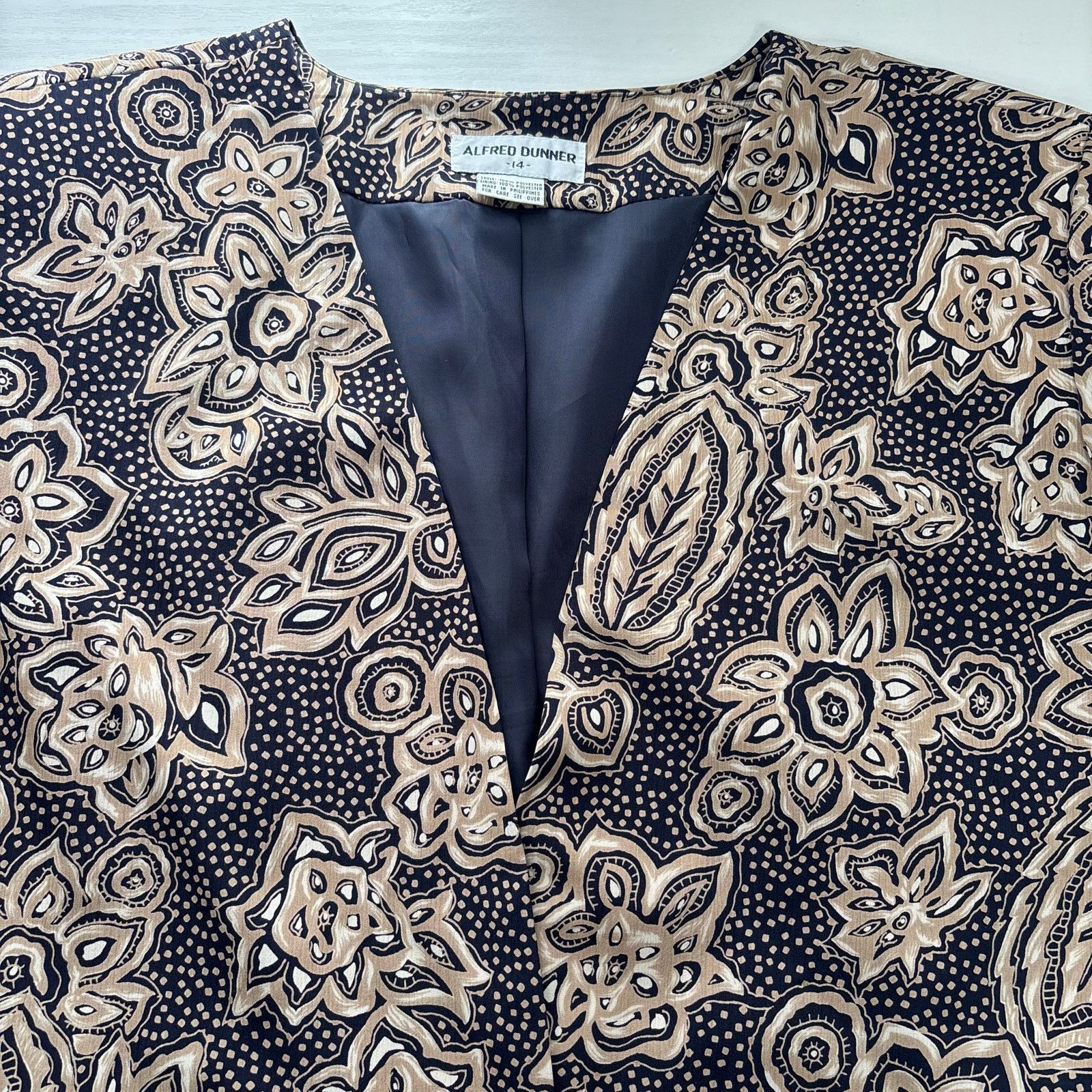Other Vintage Alfred Dunner Navy Floral Jacket Blazer 14 Size XL / US 12-14 / IT 48-50 - 9 Thumbnail