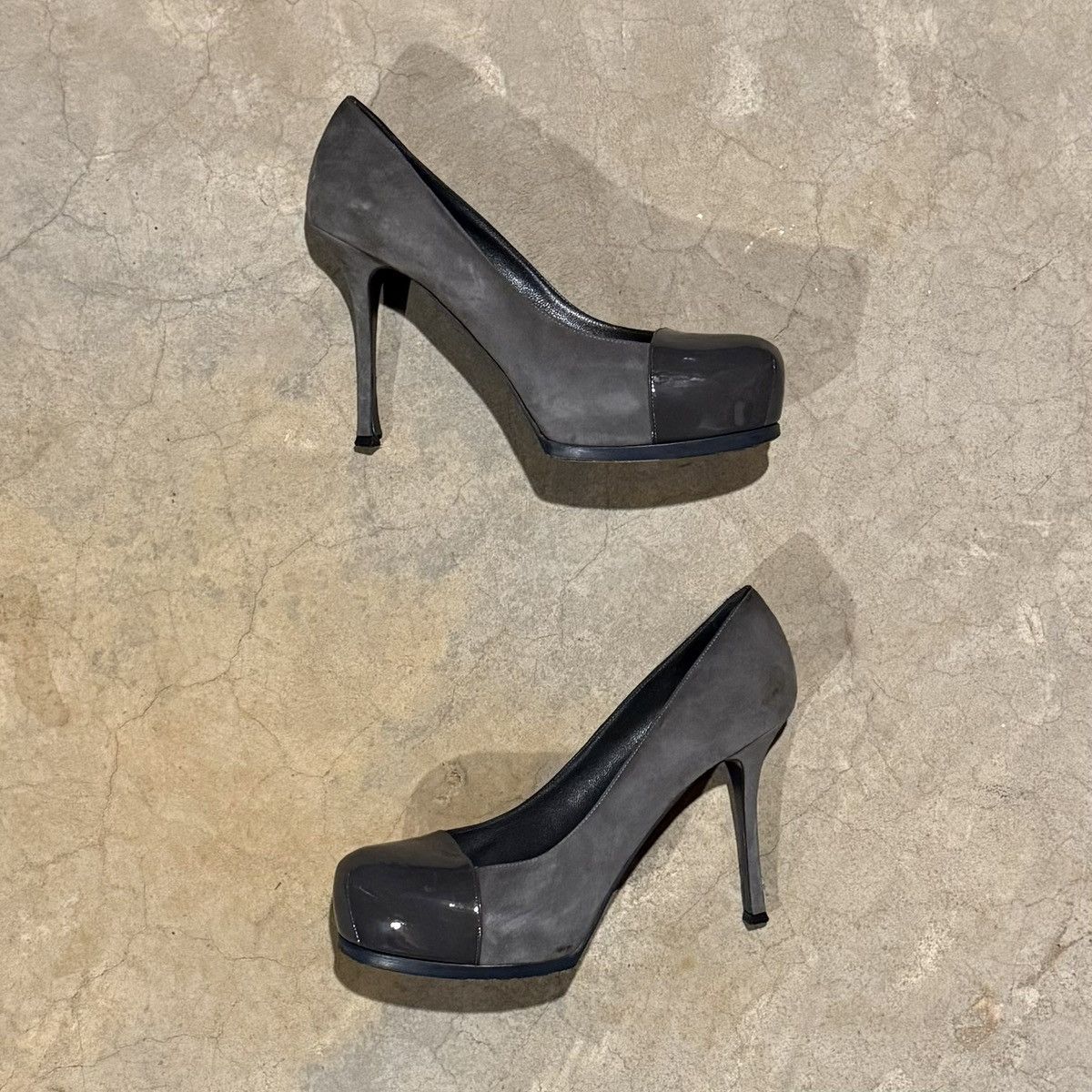 Yves Saint Laurent YSL Saint Laurent Tribtoo Patent Leather Suede Platform Pump Size US 11 / IT 41 - 3 Thumbnail