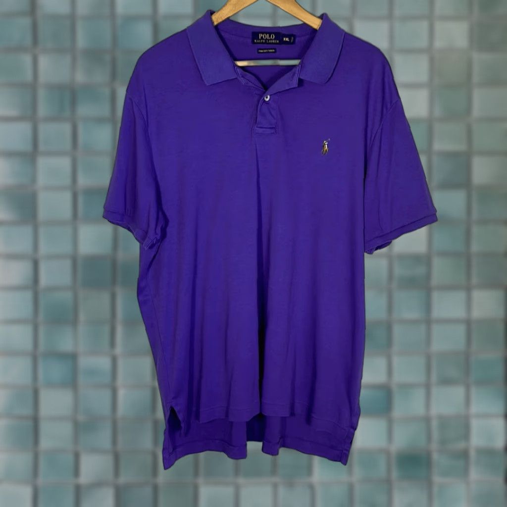 Polo Ralph Lauren Polo Ralph Lauren Polo Shirt Polo 2XL Men Purple Short Sleeve Color Pony Pima Cotton Size US XXL / EU 58 / 5 - 1 Thumbnail