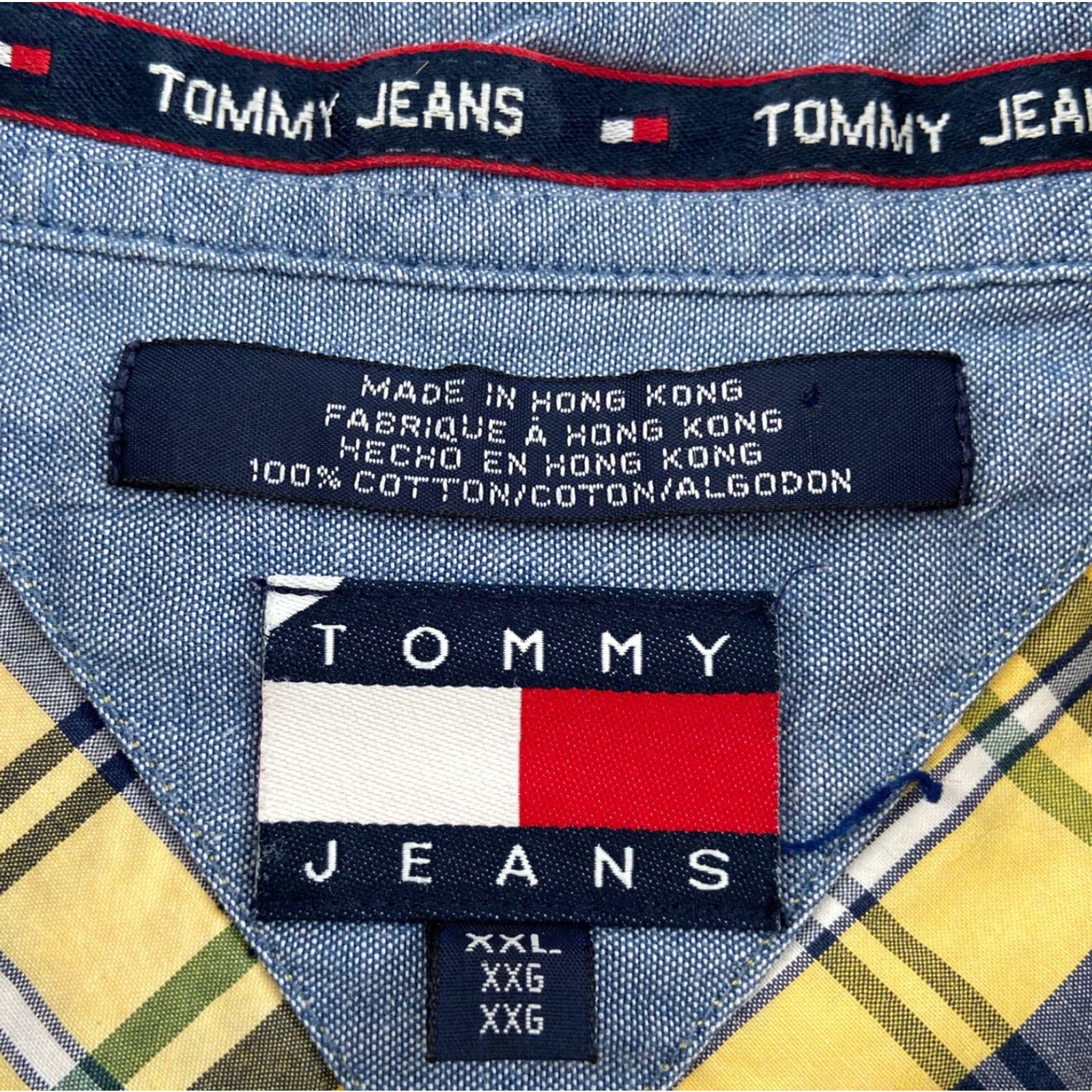 Tommy Hilfiger VINTAGE Tommy Hilfiger Plaid Button-Up Shirt Adult XXL Yellow Short Sleeve Pocket Casual Mens Size US XXL / EU 58 / 5 - 7 Thumbnail
