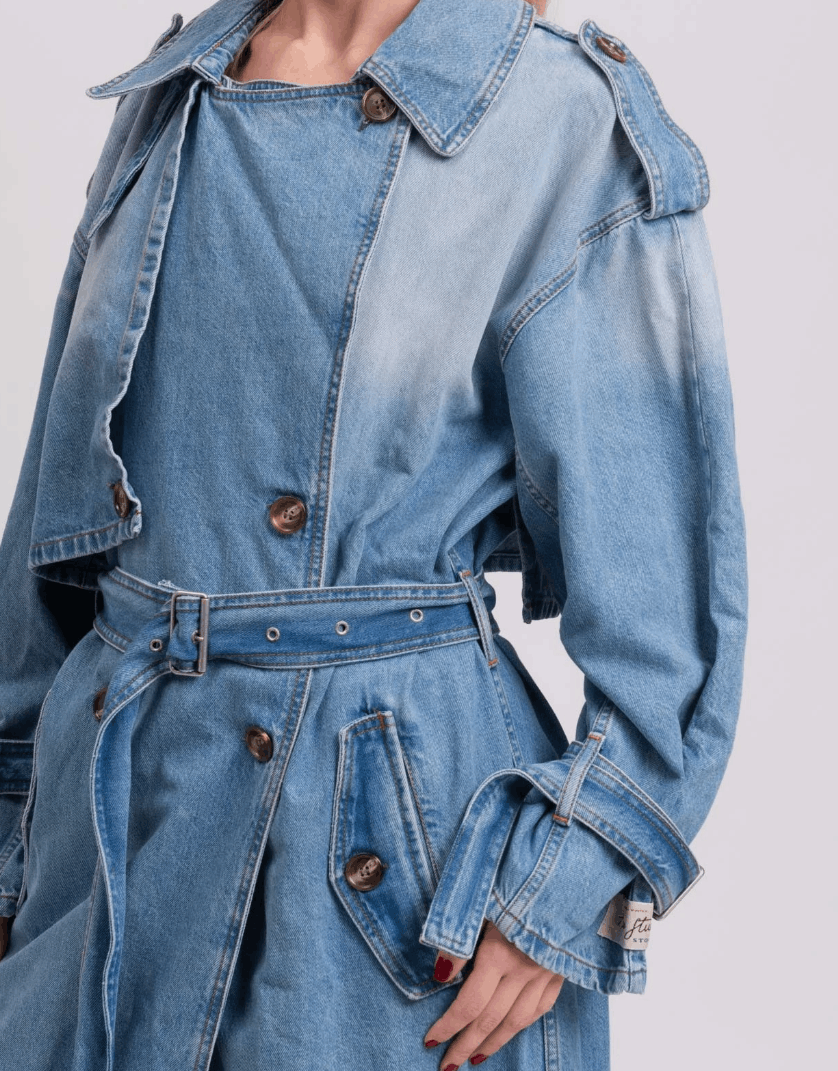 Acne Studios ACNE STUDIOS Oversized Denim Long Trench Coat Size XS / US 0-2 / IT 36-38 - 4 Thumbnail